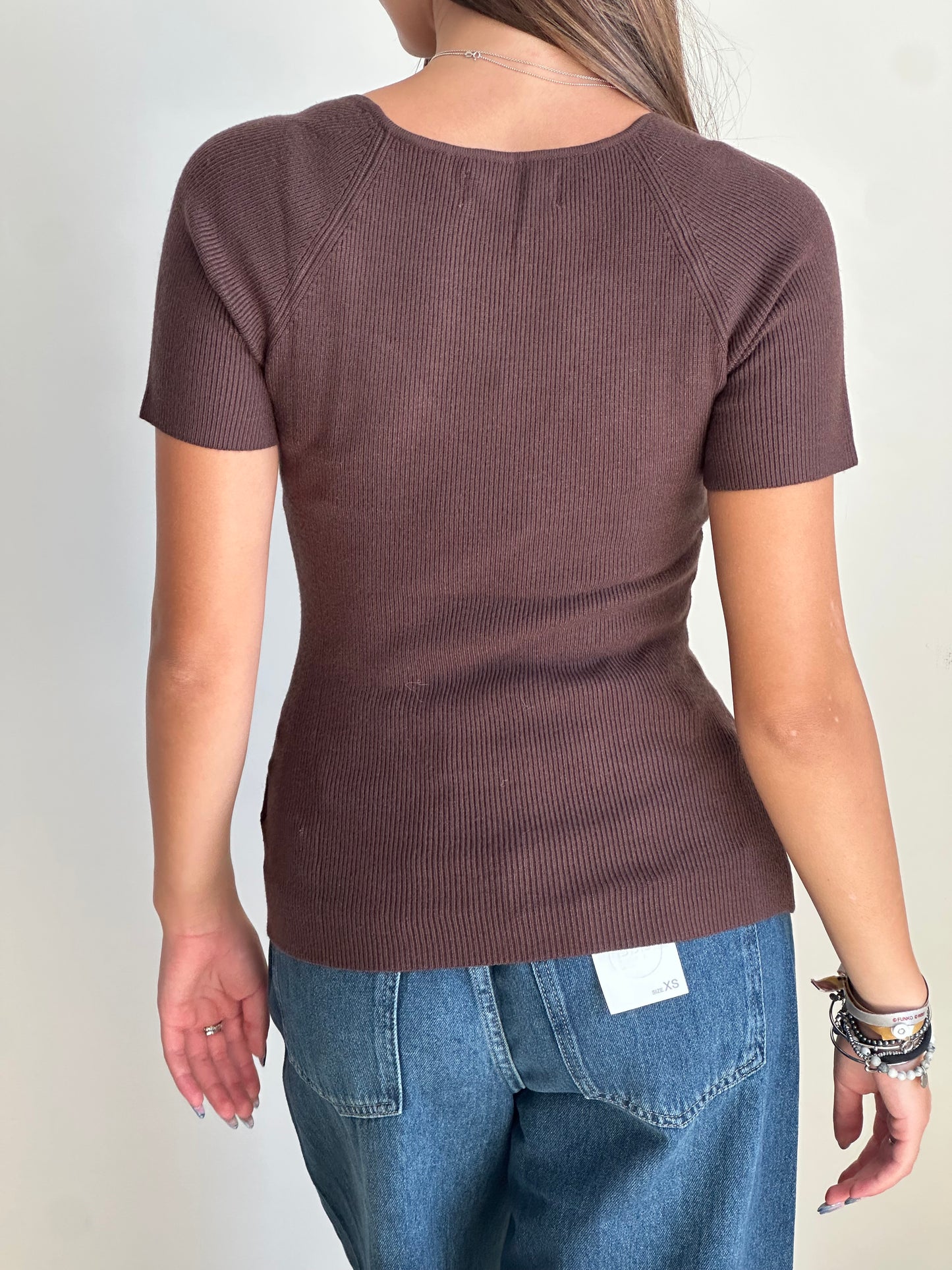 BSB Pullover donna scollo a cuore rosso o cioccolato