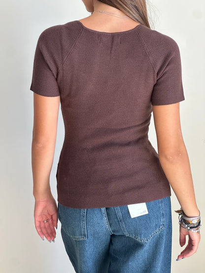 BSB Pullover donna scollo a cuore rosso o cioccolato