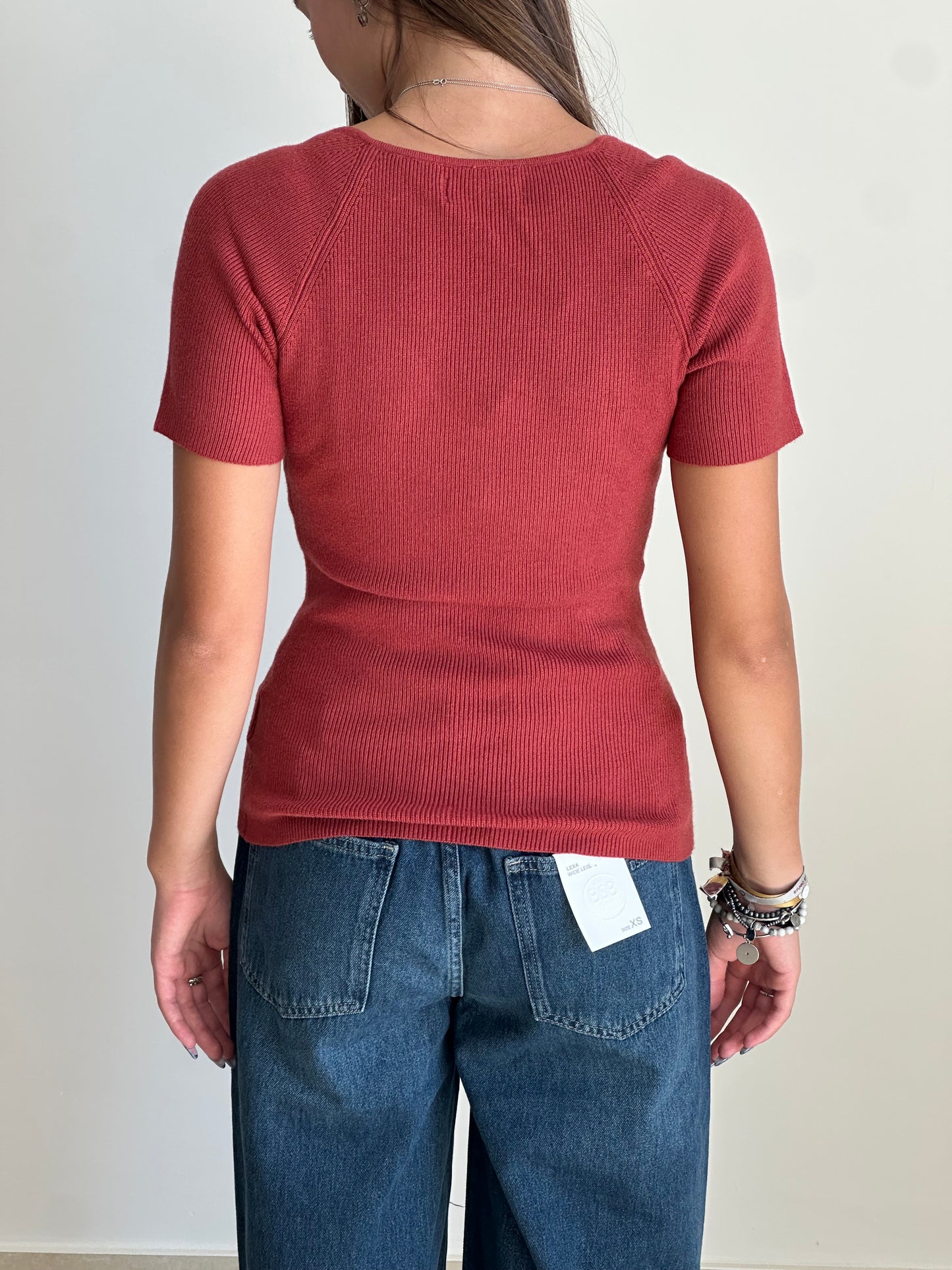 BSB Pullover donna scollo a cuore rosso o cioccolato